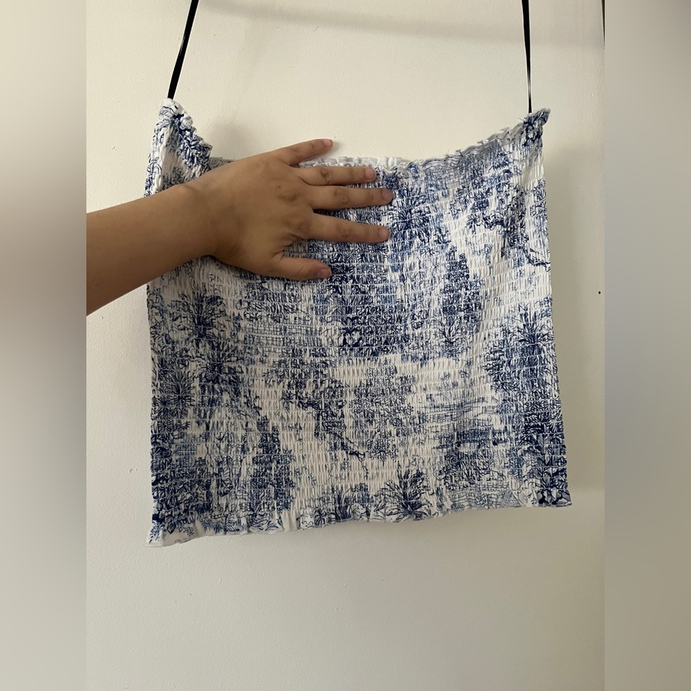 H&M Blue and White Smocked Tube top women’s
